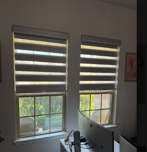 Zebra shades, mounted clean and even
