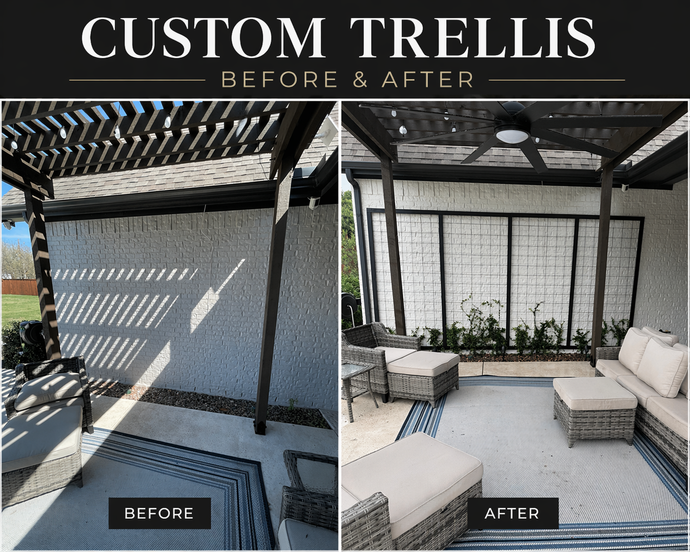 Backyard wall feature — before & after